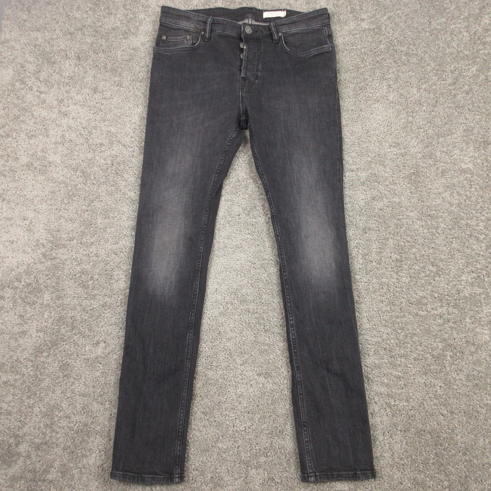 AllSaints Jeans Mens 31x31 Black Faded Cigarette Skinny Faded Button Denim Pants